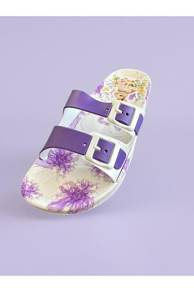 GEZER Papuci de iepure cu flori liliac