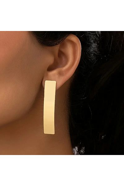 Atılgan Grp Basic Style Long Dome Gold Earrings