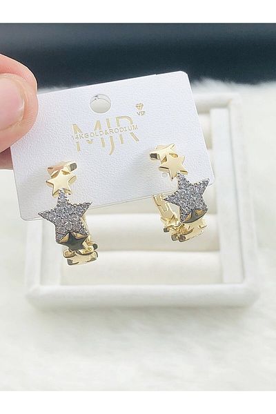 DS DİAMONDSHOP Earring Zircon Stone Star Ring Model New Season Bykp-202507227
