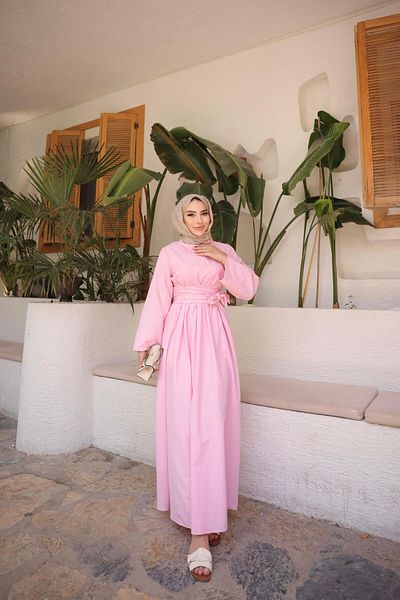 Nergis Neva Butik Front Cross Waist Hijab Dress