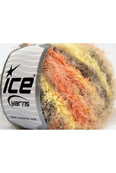 Ice yarns 8x50 جرام. كريم بولار سوفت، برتقالي، أصفر، ناعم كالريش، للذقن، شتوي...
