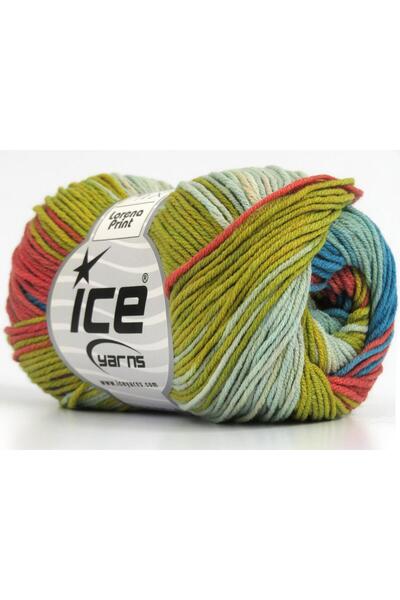 Ice yarns 8x50 جرام. خيوط لورينا برينت أكريليك، قطن، ألوان الفيروز، الذهب، ال...