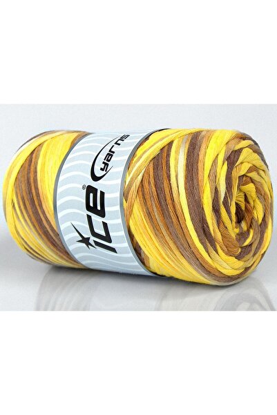 Ice yarns 1×250 جرام. خيوط قطنية طبيعية بلون 3 مم، ألوان صفراء قطنية، خيوط صي...