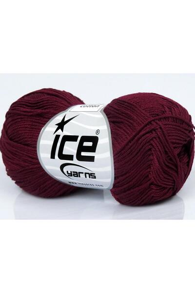 Ice yarns 6×50 جرام. خيوط قطنية صيفية من القطن المرسيريزد باللون العنابي من أ...
