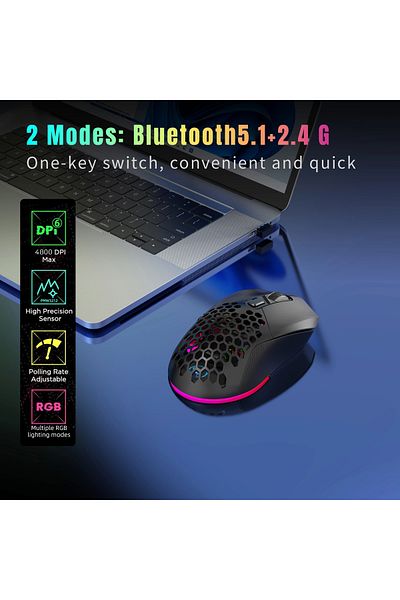 O.L by ODISSEY LIFE Mouse Wireless Home & Office, ODISSEY LIFE®, 4800 Dpi, Reincarcabil, Iluminare RGB