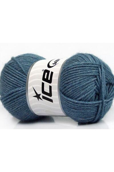 Ice yarns 4x50 جرام. خيوط حرير ميرينو DK، صوف ميرينو فاخر بلون أزرق داكن، مير...