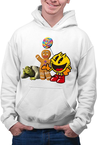 OEM Men's sweatshirt Pac Man Shrek Cookie Happy