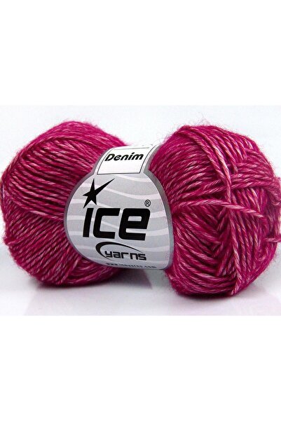 Ice yarns 8x50 جرام. خيوط دنيم أكريليك، خيوط قطنية صيفية بلون الفوشيا، قطن