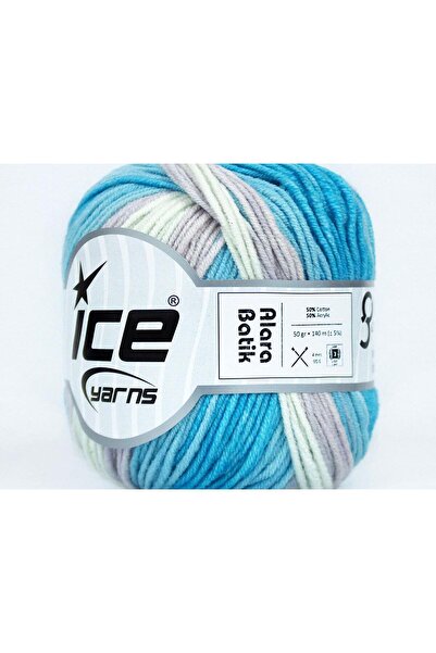 Ice yarns 8x50 جرام. خيوط صيفية من القطن، أكريليك رمادي، درجات زرقاء، قطن من ...