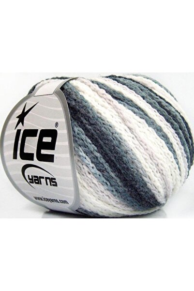 Ice yarns 8X50Gr. Monaco Acrylic Black, White, Gray Winter, Flat Strands, Bat...