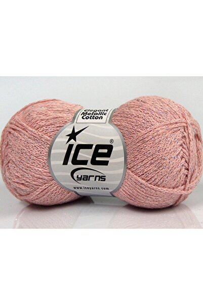 Ice yarns 8x50 جرام. قماش قطني معدني أنيق، لامع معدني، لون وردي معدني بودرة ا...