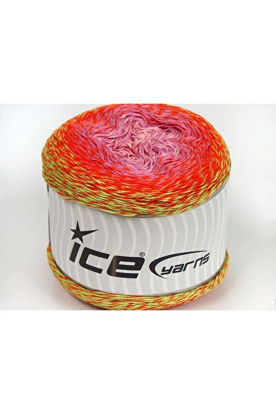Ice yarns 1×250 جرام. خيوط صيفية من القطن العضوي بألوان البرتقالي والأخضر الف...