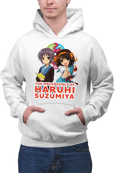OEM Men's Hoodie Haruhi Suzumiya Yuki Book Read Sci-fi Cosplay Costume