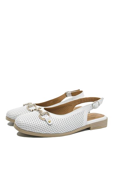 Anna Viotti white cut-out shoes made of natural leather with a perforated look