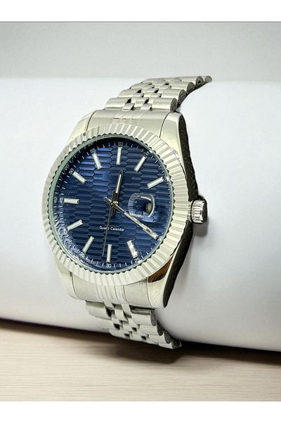 MAC CENTER Steel Men's Wristwatch--Steel Men's Wristwatch-Steel Band-Navy Blue Watch