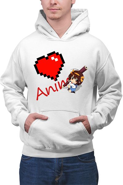 OEM Men's Hoodie Haruhi Suzumiya Love Anime Minecraft Write School