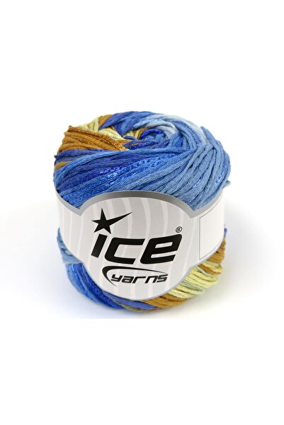 Ice yarns 4x100 جرام. ألوان الصيف: فيسكوز، قطن ذهبي، أخضر فاتح، درجات زرقاء م...