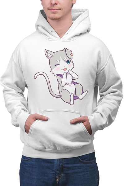 OEM Men's Hoodie Re Zero Emilia's Cat Kawaii Magic Action Paranormal