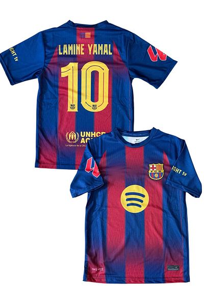 Flextreme (Laminated-Yamal-10 Number Barcelona 2026 Νέα σεζόν εντός έδρας φανέλα Παιδική φανέλα 2 τεμαχίων