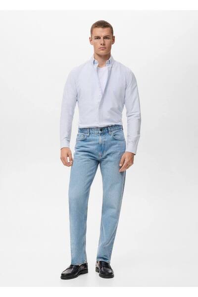 MANGO Man Kodak çizgili %100 pamuklu gömlek