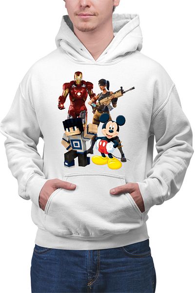 OEM Men's Hoodie Ironman Mickey Mouse Minecraft Fortnite Games