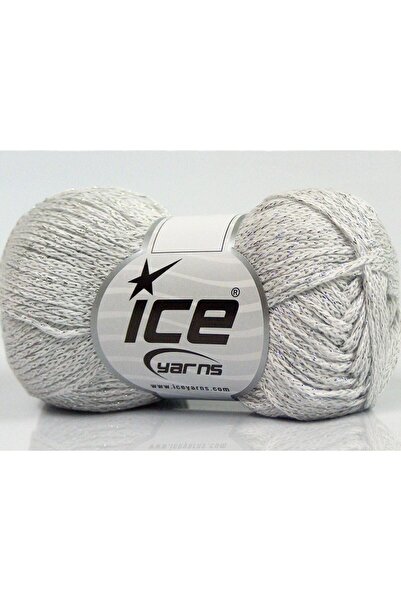 Ice yarns 8x50 جرام. قماش قطني معدني أنيق، لامع معدني، قطن أبيض فاتح لامع معد...