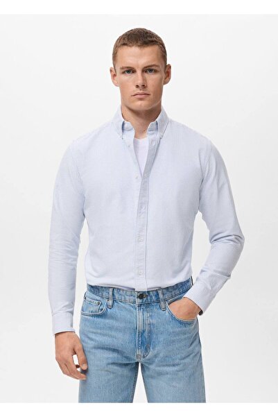 MANGO Man Kodak çizgili %100 pamuklu gömlek