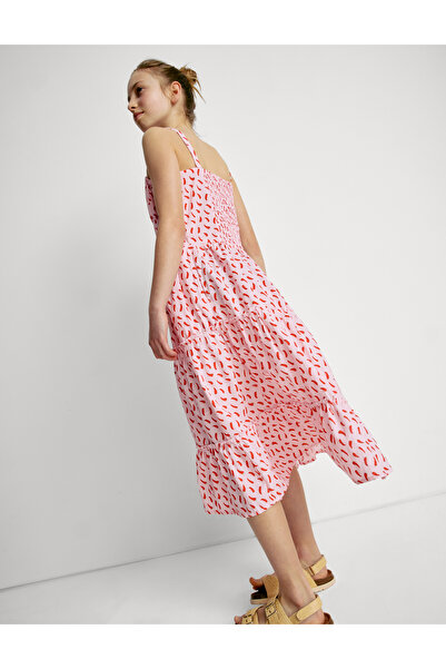 Marks & Spencer Saf Pamuklu Chili Desenli Maxi Elbise (6–16 Yaş)