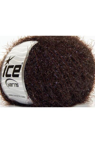 Ice yarns 8x50 جرام. سباركل سوفت، لون بني داكن معدني لامع، ناعم، ملمس شعري، شتوي