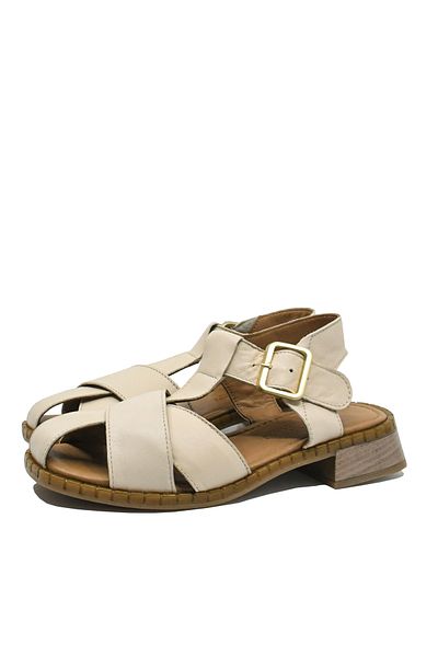 Anna Women's Sandals Viotti Beige with Wide Crossed Straps