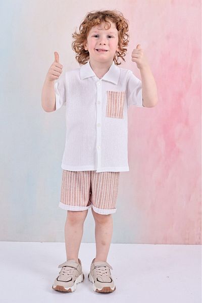 Yalçınoğlu Kids Team Boy – Summer Shorts Wrap Suit – Shirt + Shorts Combination I Flexible Breathable Fabric