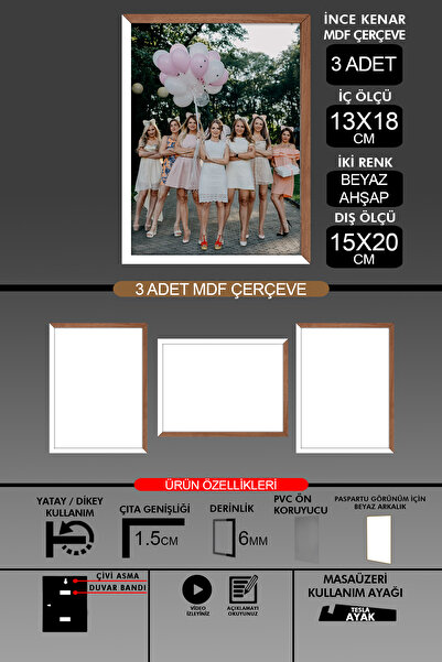 yhfoto 3 komada okvira 13x18 - tanki letvičasti okvir - 2 boje belo drvo - ok...