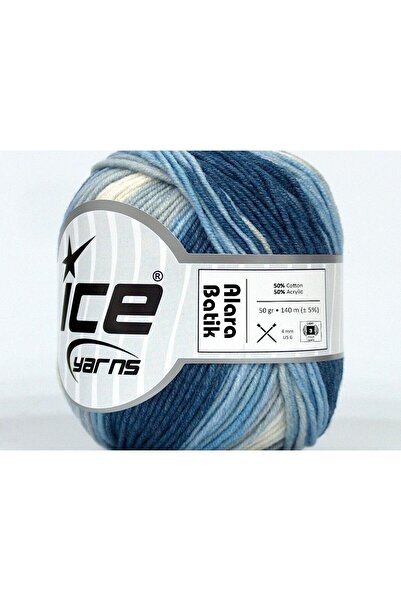 Ice yarns 8x50 جرام. خيوط صيفية من القطن، أكريليك، رمادي فاتح، درجات زرقاء، ك...