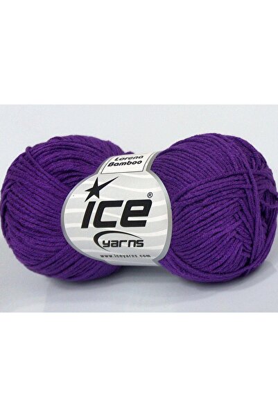 Ice yarns 8x50 جرام. خيوط أكريليك من الخيزران من لورينا، خيوط صيفية بنفسجية م...