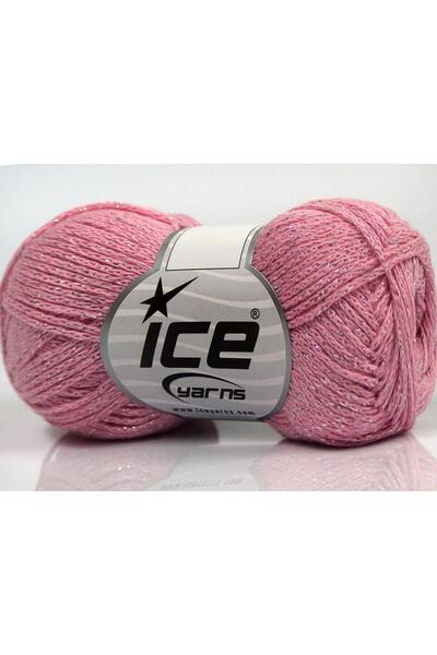 Ice yarns 8x50 جرام. قماش قطني معدني أنيق، لامع معدني، قطن وردي فاتح لامع معد...