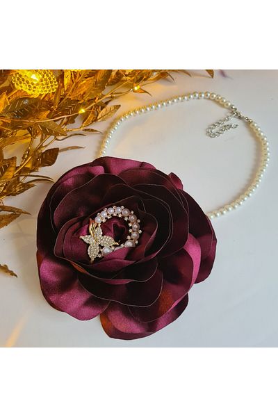 OEM Pearl necklace with garnet flower