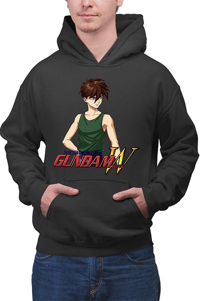 OEM Men's Hoodie Wing Heero Angry Guy Anime Eater