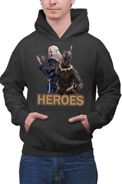 OEM Men's Hoodie Black Panther Witcher Gerald Vampires Medieval