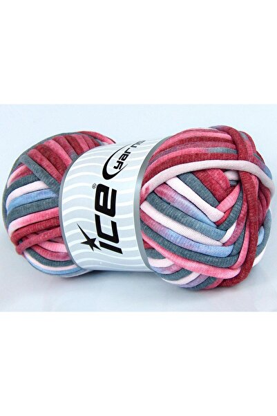 Ice yarns 1×250 جرام. خيوط قطنية جامبو ملونة، ألوان القطن: أحمر، رمادي، أزرق ...