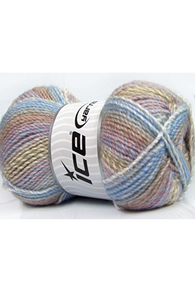 Ice yarns مجموعة من خيوط موزاييك ثلجية بوزن 2 × 200 جرام، أزرق فاتح، وردي فات...