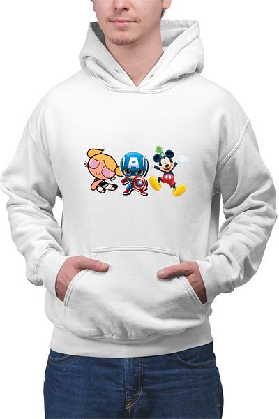 OEM Men's Hoodie Captain America Chibi Small Cute Mickey Mouse Powerpuff