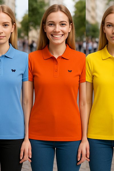 comstar Pachet de 3 tricouri de bază pentru femei, cu mânecă scurtă, cu gât polo