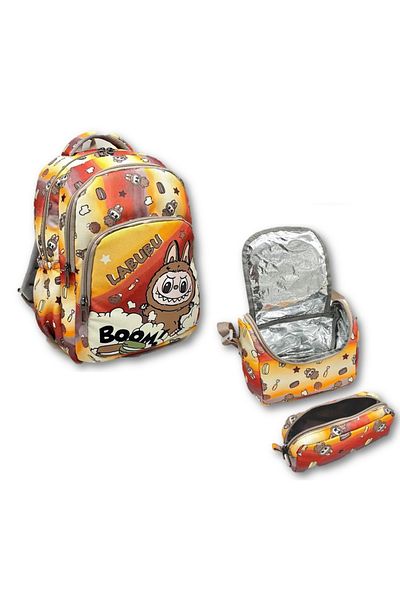 ATHLETIC Girl School Bag 3-Piece School Bag Luxury School Bag Bag + Nutrition + Pen Holder Set Labubu Character