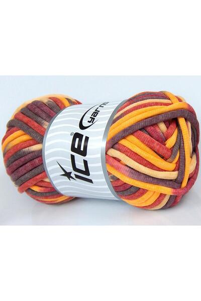 Ice yarns 1×250 جرام. خيوط قطنية جامبو ملونة، بني، وردي، أحمر، ذهبي، خيوط صيف...