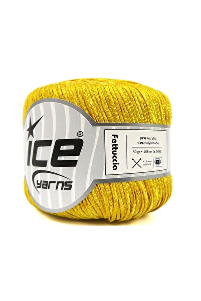 Ice yarns 6×50 جرام. شريط أكريليك أصفر من FETTUCCIA، خيوط صيفية، صوف ممشط، أك...