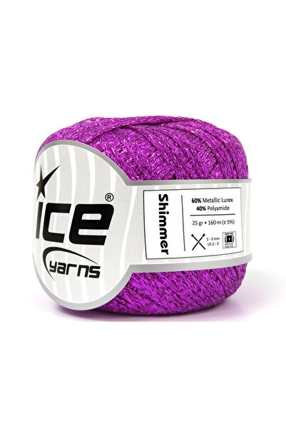 Ice yarns 6×25 جرام. لمعة معدنية فوشيا معدنية لامعة، شتوية، رقيقة جدًا