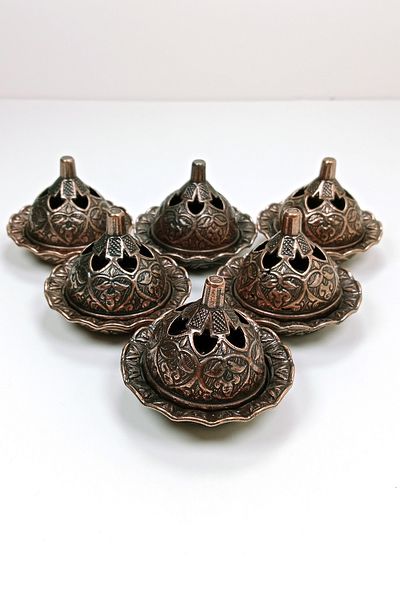 sedustore 6-Piece Mini Antique Ottoman Themed Dark Color Turkish Delight Presentation