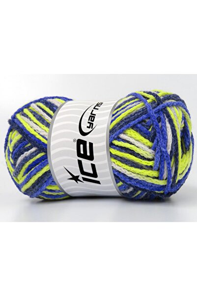 Ice yarns (4 قطع 100 جرام) بونفاير إير أكريليك 4 عبوات من الألوان الزرقاء،