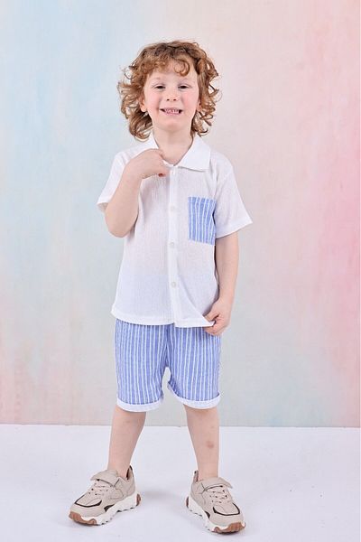 Yalçınoğlu Kids Team Boy – Summer Shorts Wrap Suit – Shirt + Shorts Combination I Flexible Breathable Fabric