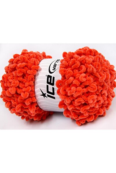 Ice yarns 4x100 جرام. شينيل بوكليرون، ألياف دقيقة، برتقالي، شتوي، للأطفال، شي...